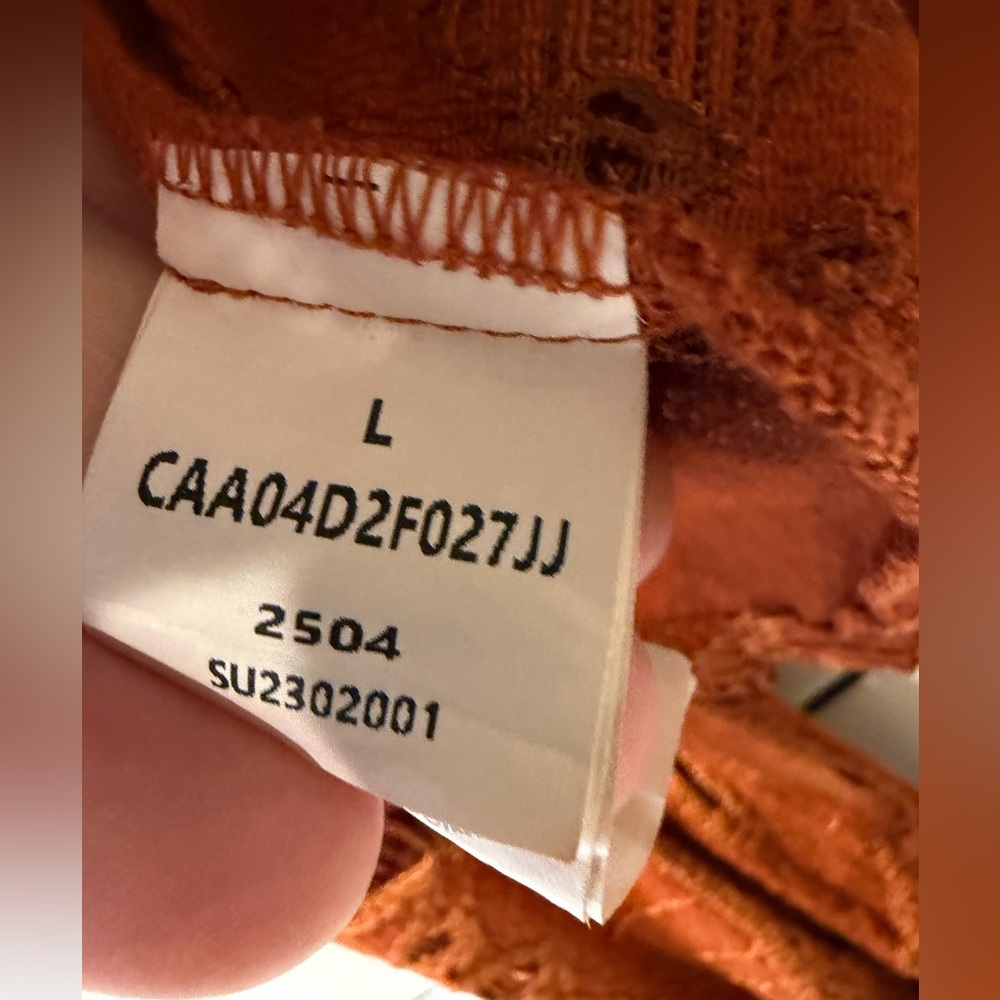 Women's Burnt Orange Lace Long-Sleeve Top - Picture 6 of 7